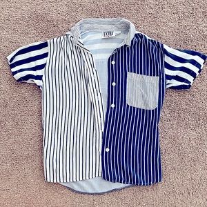 Striped Button-Up Collared Shirt